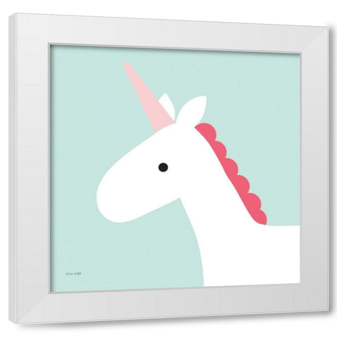 Unicorn White Modern Wood Framed Art Print by Kelle, Ann