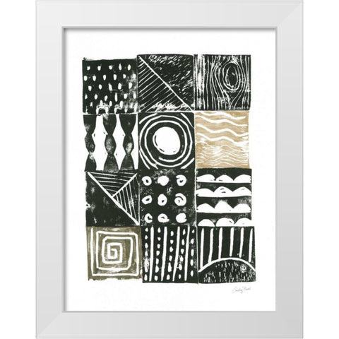 Block Print I Green Sand White Modern Wood Framed Art Print by Prahl, Courtney