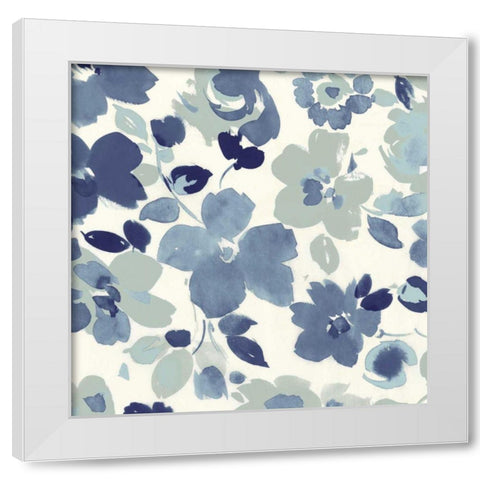 Soft Blue Florals III White Modern Wood Framed Art Print by Wild Apple Portfolio