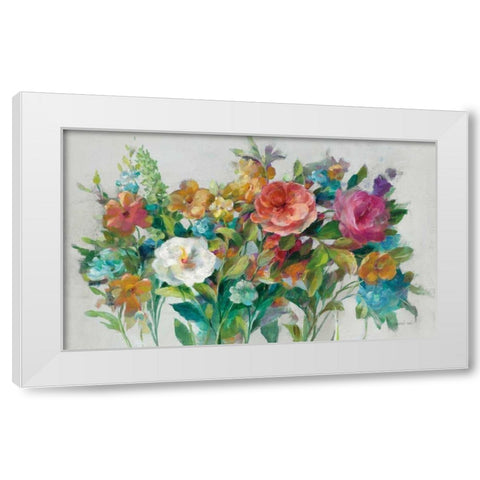 Country Florals Neutral White Modern Wood Framed Art Print by Nai, Danhui