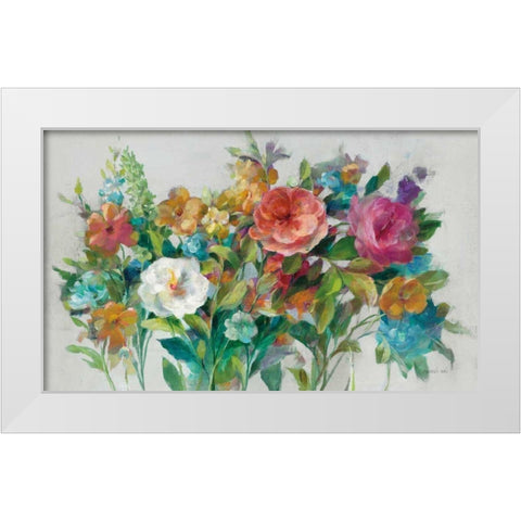 Country Florals Neutral White Modern Wood Framed Art Print by Nai, Danhui