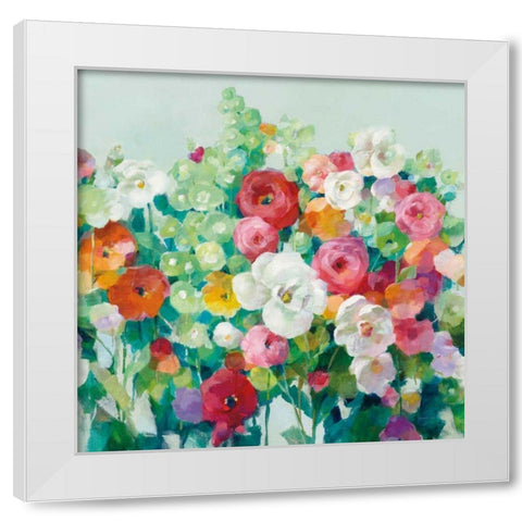 June Beauties Pale Blue White Modern Wood Framed Art Print by Nai, Danhui