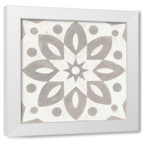 Winter Caravan Tile I White Modern Wood Framed Art Print by Lovell, Kathrine