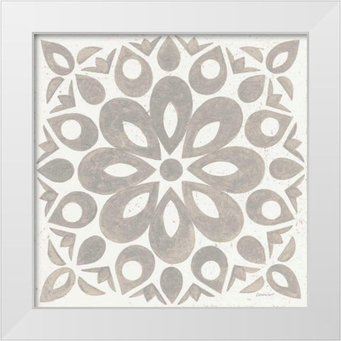 Winter Caravan Tile III White Modern Wood Framed Art Print by Lovell, Kathrine