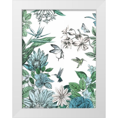 Butterflies and Flowers II White Modern Wood Framed Art Print by Ilangaratne, Amelia