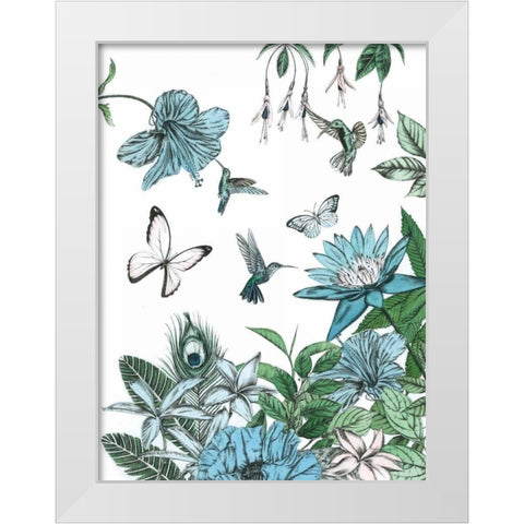 Butterflies and Flowers III White Modern Wood Framed Art Print by Ilangaratne, Amelia