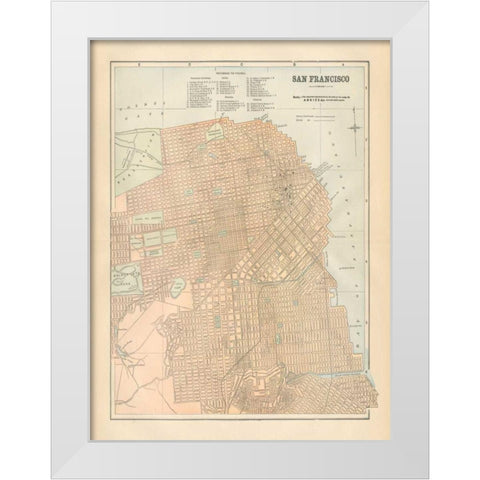 San Francisco Map White Modern Wood Framed Art Print by Wild Apple Portfolio
