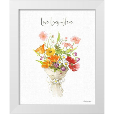 Farmhouse Floral V White Modern Wood Framed Art Print by Grove, Beth