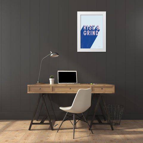 Rise and Grind White Modern Wood Framed Art Print by Thorns, Becky