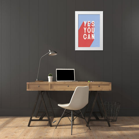 Yes You Can White Modern Wood Framed Art Print by Thorns, Becky
