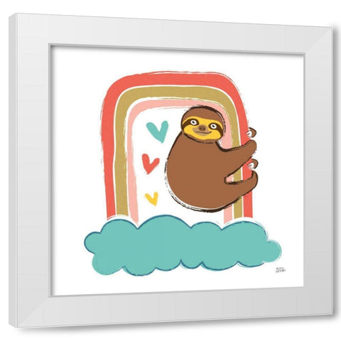 Colorful Sloth I White Modern Wood Framed Art Print by Averinos, Melissa