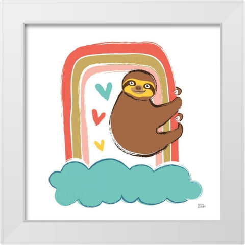 Colorful Sloth I White Modern Wood Framed Art Print by Averinos, Melissa