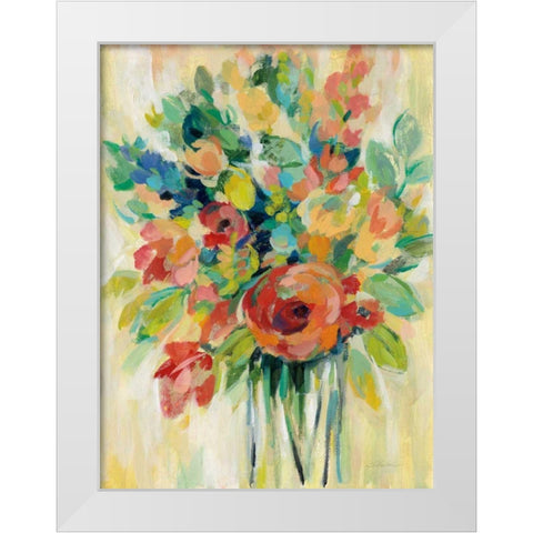 Earthy Colors Bouquet I White Modern Wood Framed Art Print by Vassileva, Silvia