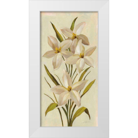 Elegant White Florals II White Modern Wood Framed Art Print by Vassileva, Silvia