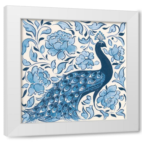 Peacock Garden IV v2 White Modern Wood Framed Art Print by Thomas, Miranda