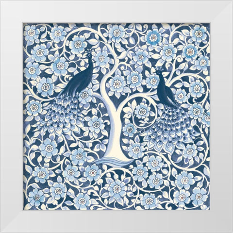 Peacock Garden VII v2 White Modern Wood Framed Art Print by Thomas, Miranda