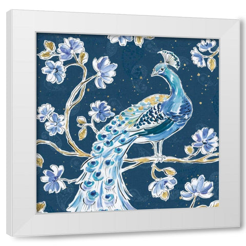 Peacock Allegory IV Blue v2 White Modern Wood Framed Art Print by Brissonnet, Daphne