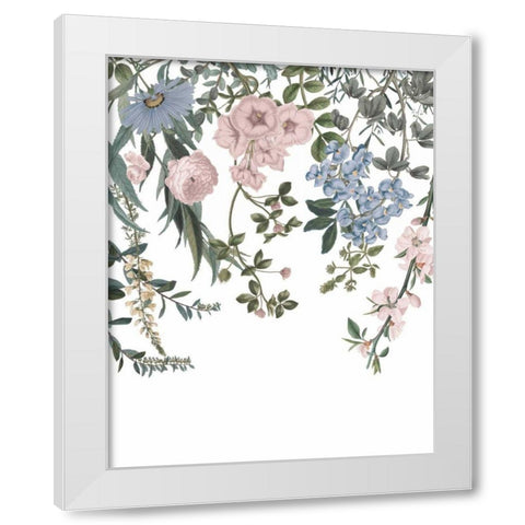 Hanging Floral I White Modern Wood Framed Art Print by Wild Apple Portfolio