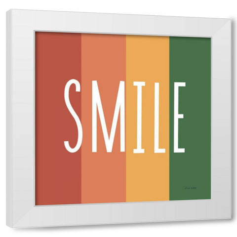 Smile Rainbow Retro White Modern Wood Framed Art Print by Kelle, Ann
