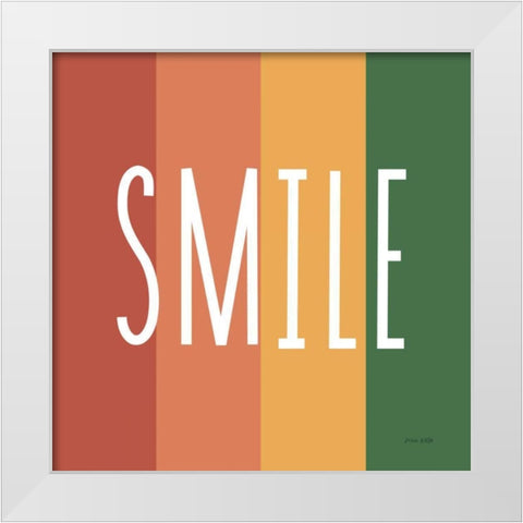 Smile Rainbow Retro White Modern Wood Framed Art Print by Kelle, Ann