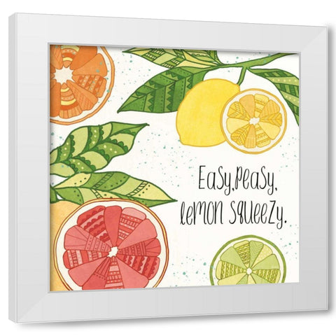 Citrus Splash III Black Text White Modern Wood Framed Art Print by Charron, Veronique