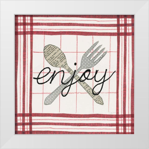 Cool Kitchen Enjoy White Modern Wood Framed Art Print by Prahl, Courtney