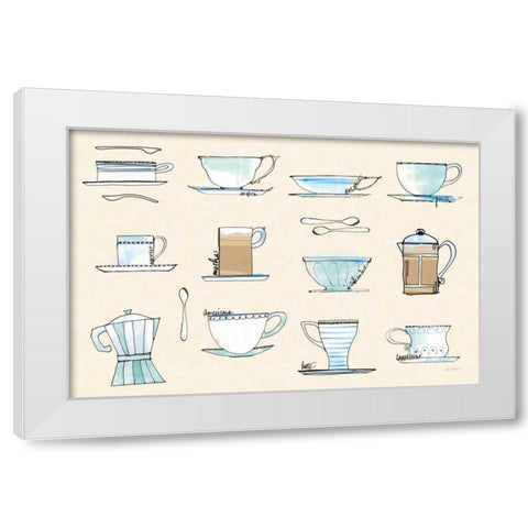 Good Brew Coffee Cups White Modern Wood Framed Art Print by Schlabach, Sue