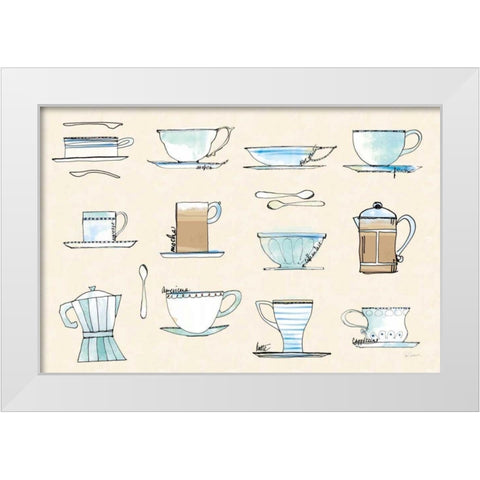 Good Brew Coffee Cups White Modern Wood Framed Art Print by Schlabach, Sue