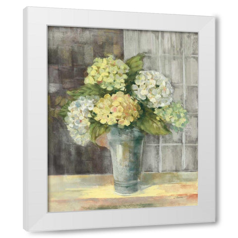 Yellow Hydrangea Gray White Modern Wood Framed Art Print by Rowan, Carol