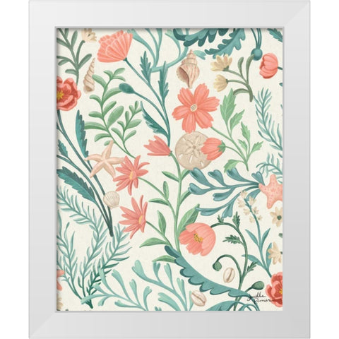 Seaside Botanical Pattern IA White Modern Wood Framed Art Print by Penner, Janelle