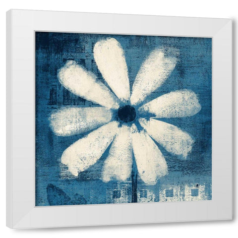 Daisy for Belinda Blue White Modern Wood Framed Art Print by Studio Mousseau