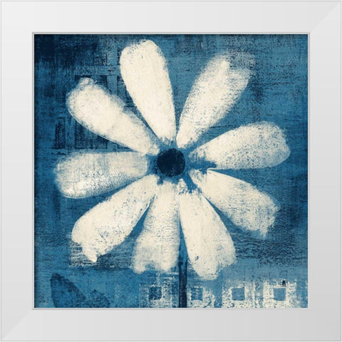 Daisy for Belinda Blue White Modern Wood Framed Art Print by Studio Mousseau