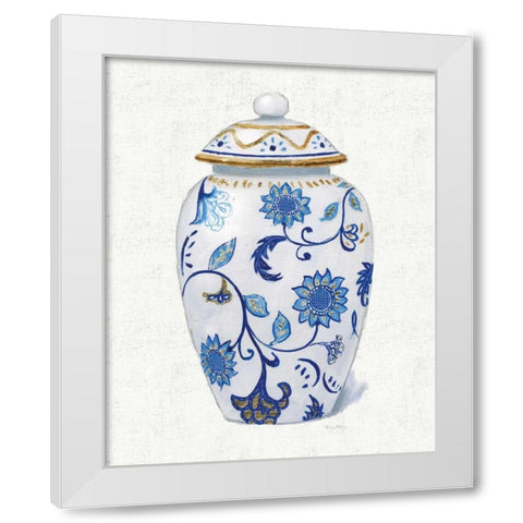 Flora Chinoiserie I Textured White Modern Wood Framed Art Print by Adams, Emily