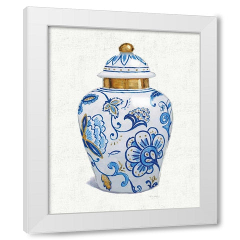 Flora Chinoiserie II Textured White Modern Wood Framed Art Print by Adams, Emily