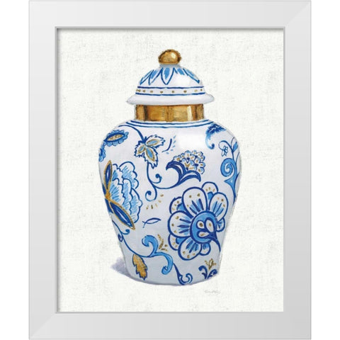 Flora Chinoiserie II Textured White Modern Wood Framed Art Print by Adams, Emily