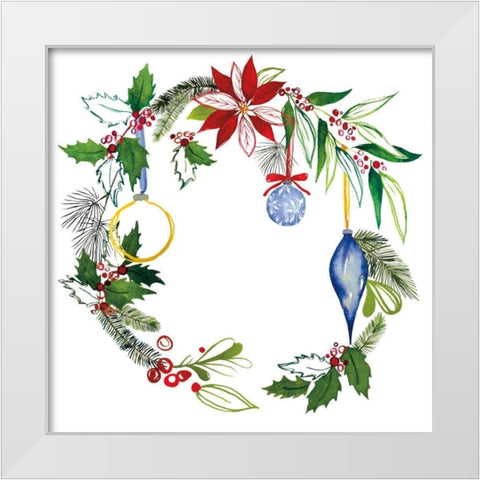 Christmas Wreath V White Modern Wood Framed Art Print by Sussman, Harriet