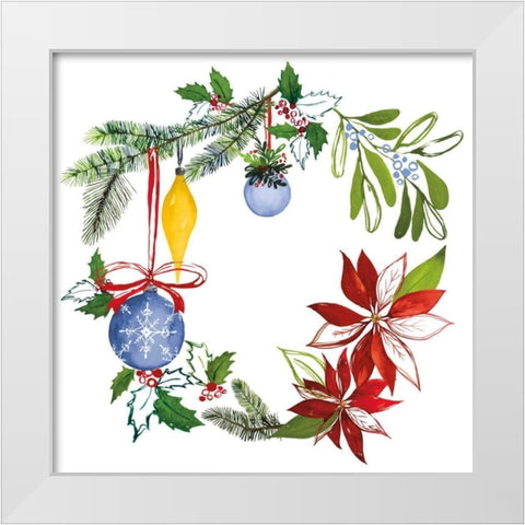 Christmas Wreath VI White Modern Wood Framed Art Print by Sussman, Harriet