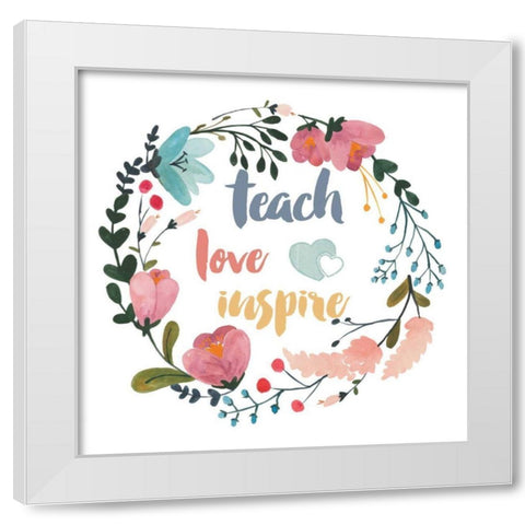 Harriet Floral Teacher Inspiration I White Modern Wood Framed Art Print by Wild Apple Portfolio