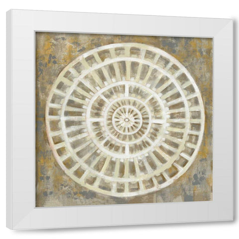 Neutral Textured Medallion White Modern Wood Framed Art Print by Vassileva, Silvia