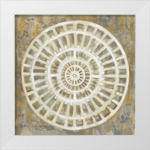 Neutral Textured Medallion White Modern Wood Framed Art Print by Vassileva, Silvia