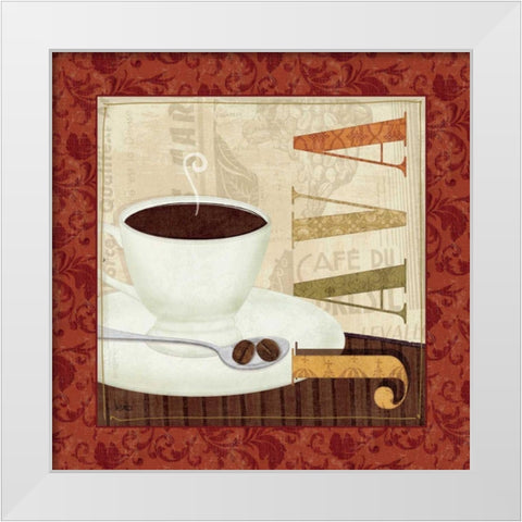Coffee Cup I White Modern Wood Framed Art Print by Charron, Veronique