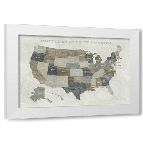 Slate US Map White Modern Wood Framed Art Print by Schlabach, Sue