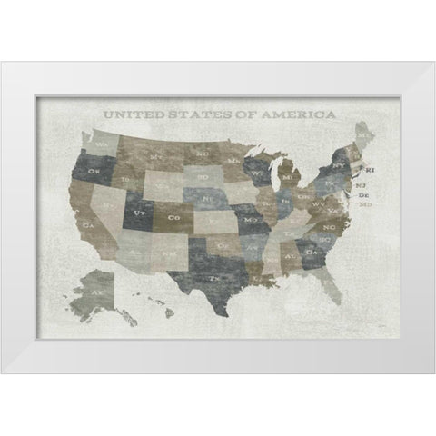 Slate US Map White Modern Wood Framed Art Print by Schlabach, Sue