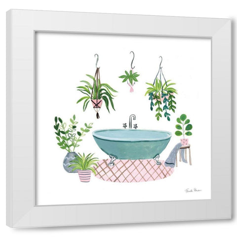 Green Bathroom II White Modern Wood Framed Art Print by Zaman, Farida