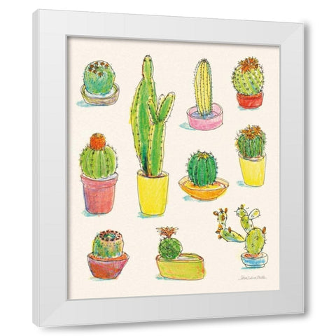 Cacti Garden I White Modern Wood Framed Art Print by Miller, Sara Zieve