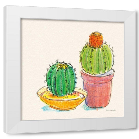 Cacti Garden III White Modern Wood Framed Art Print by Miller, Sara Zieve