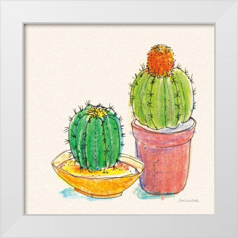 Cacti Garden III White Modern Wood Framed Art Print by Miller, Sara Zieve