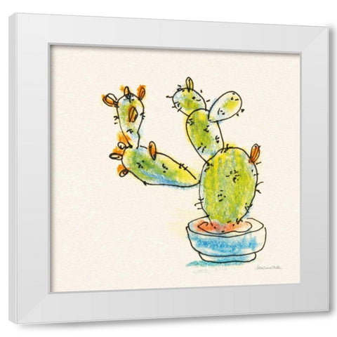 Cacti Garden V White Modern Wood Framed Art Print by Miller, Sara Zieve
