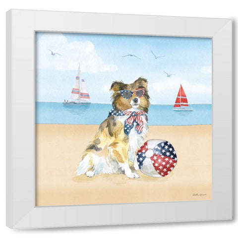 Summer Paws Patriotic V White Modern Wood Framed Art Print by Grove, Beth