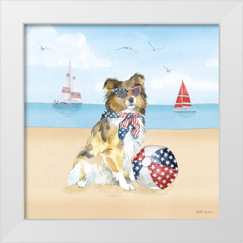 Summer Paws Patriotic V White Modern Wood Framed Art Print by Grove, Beth